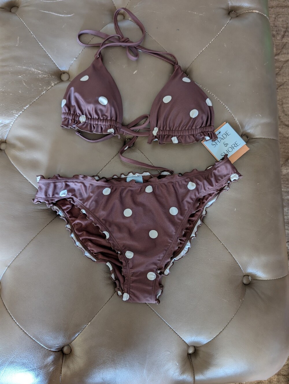 SHADE & SHORE Bikini Set Size S/M BROWN